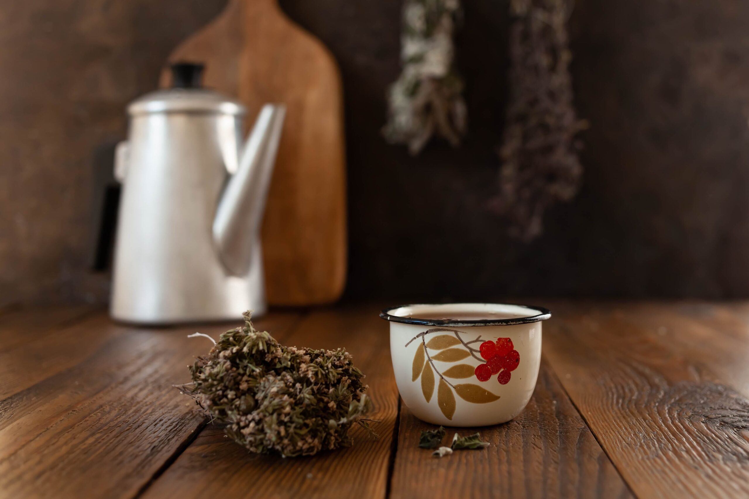A picture of weed and a cup of tea