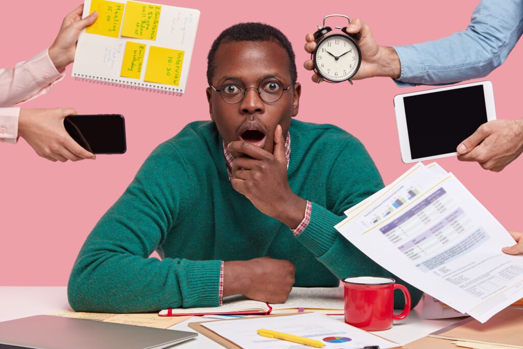 A photo of a person working a 9-5 job